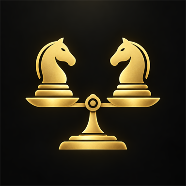 The TulaChess icon: two gold knights balanced on a scale
